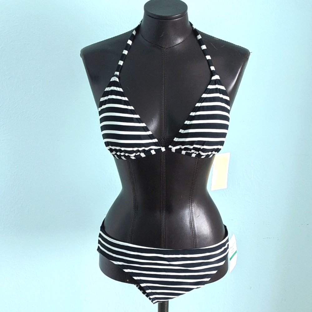 Michael Kors 2-piece striped bikini top and bottom SET NWT